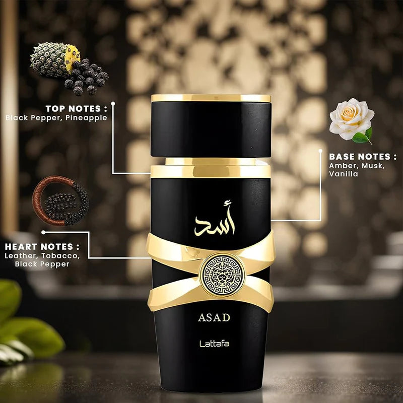 Asad by Lattafa 3.4 oz Eau De Parfum Spray for Women or Men