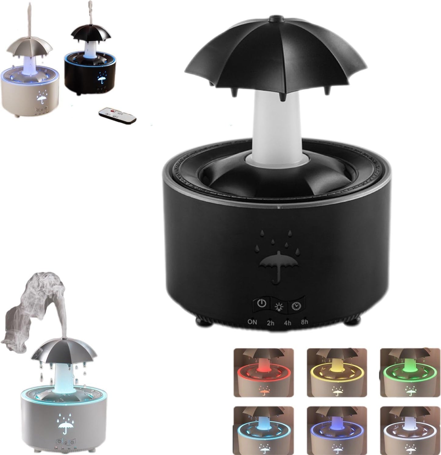 Rain Umbrella Humidifier – Rotating Lights & Aroma Diffuser