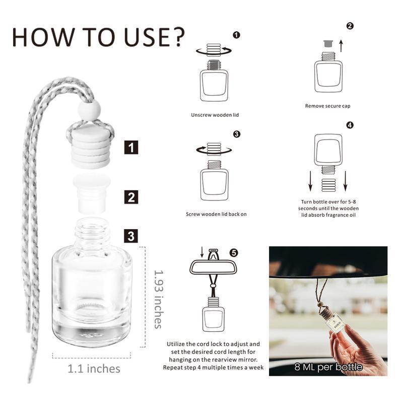 （3PCS)Car Air Freshener Diffuser in Transparent Glass, 30-60 Days Fragrance, Hanging Automotive Scent，Four flavor options