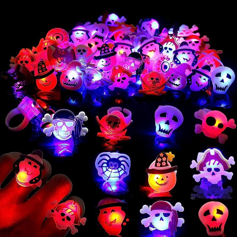 👻50Pcs LED Halloween Ring,Halloween Christmas Party Decoration Home Horror Props