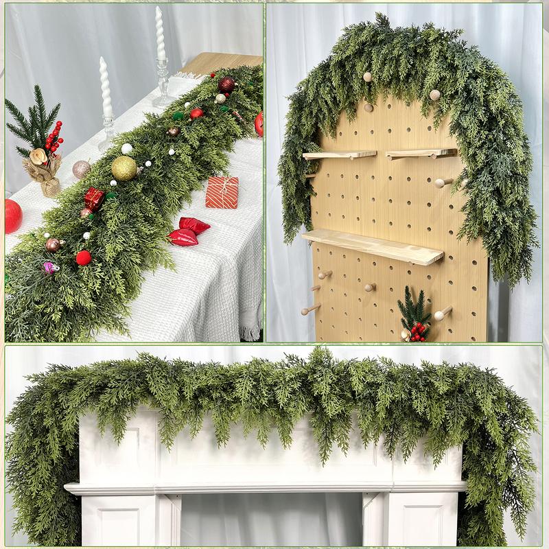 Real Touch Artificial Cedar Garland -  6FT Lifelike Winter Greenery for Mantle, Table, and Wall Decor | Indoor & Outdoor Christmas Garland