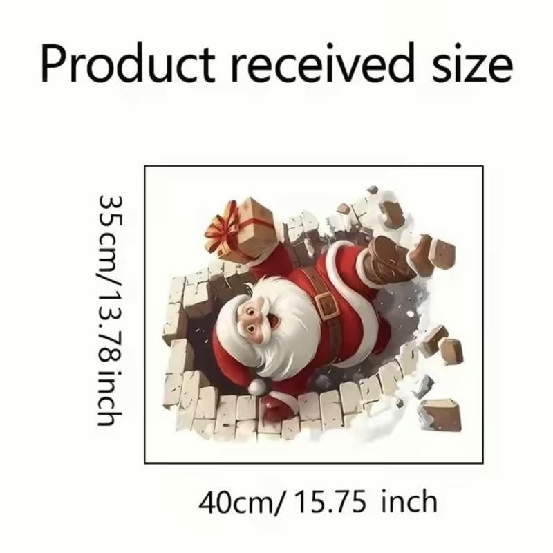 Santa Claus Breakthrough Wall Stickers - Removable Vinyl Christmas Stickers, Suitable forLiving Room and Home Decoration
