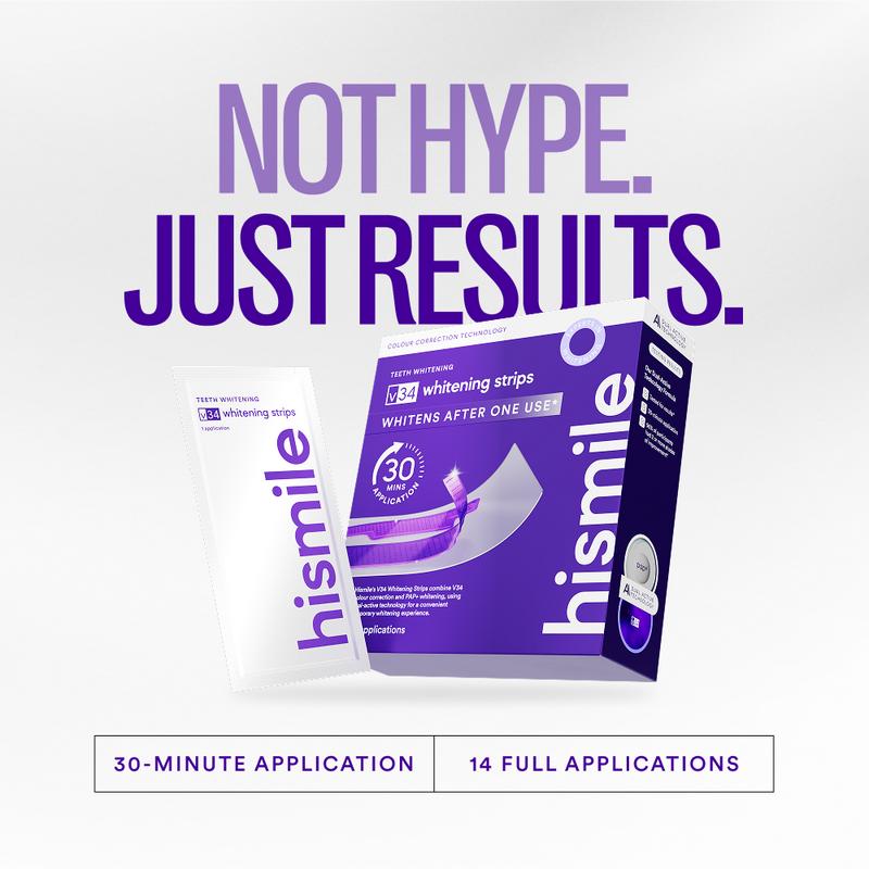 Hismile V34 Whitening Strips, Purple Tooth Whitening, Combining Whitening and Colour Correction