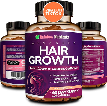 Hair Growth Vitamins for Women | Biotin 10,000Mcg, Collagen, Patented Optimsm®,